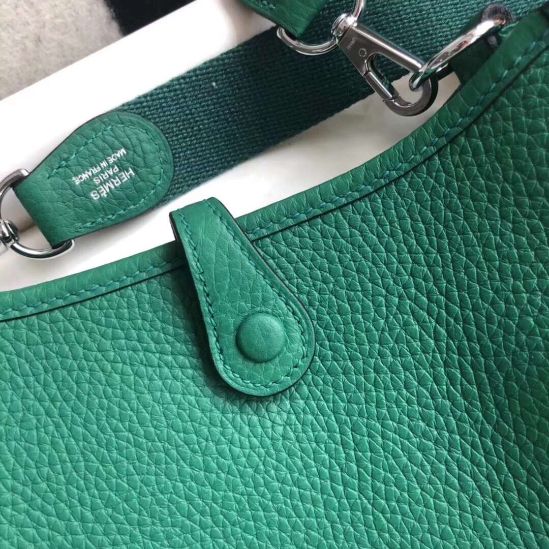 Hermes Evelyne 16 Amazone TPM Shoulder Bag In Dark Green Clemence Leather